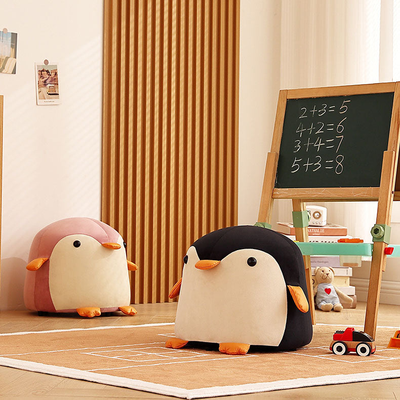 Penguin-Shaped Velvet Sponge Fireproof Board – Contemporary Kids’ Low Stool, Armless for Living Room