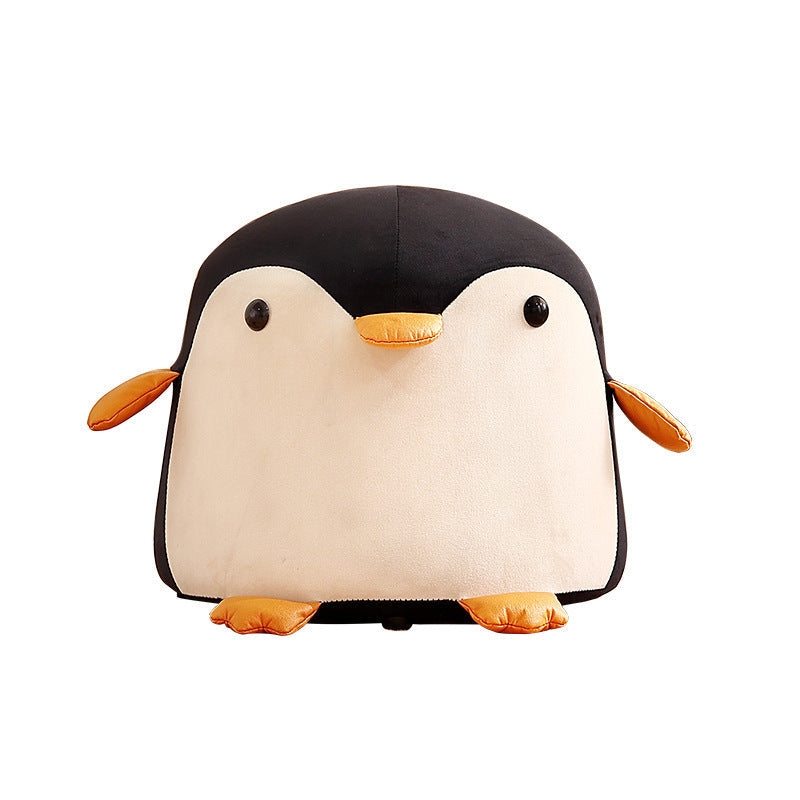 Penguin-Shaped Velvet Sponge Fireproof Board – Contemporary Kids’ Low Stool, Armless for Living Room