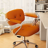 Modern Minimalist Corduroy Mid-Back Desk Chair — Height-Adjustable with Backrest and Armrests for Home Office