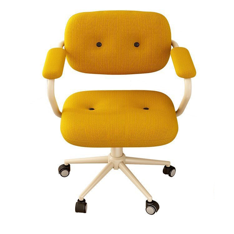 Modern Minimalist Corduroy Mid-Back Desk Chair — Height-Adjustable with Backrest and Armrests for Home Office