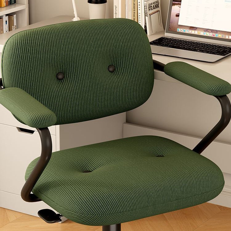 Modern Minimalist Corduroy Mid-Back Desk Chair — Height-Adjustable with Backrest and Armrests for Home Office