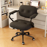 Modern Minimalist Corduroy Mid-Back Desk Chair — Height-Adjustable with Backrest and Armrests for Home Office