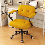 Modern Minimalist Corduroy Mid-Back Desk Chair — Height-Adjustable with Backrest and Armrests for Home Office