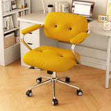 Modern Minimalist Corduroy Mid-Back Desk Chair — Height-Adjustable with Backrest and Armrests for Home Office