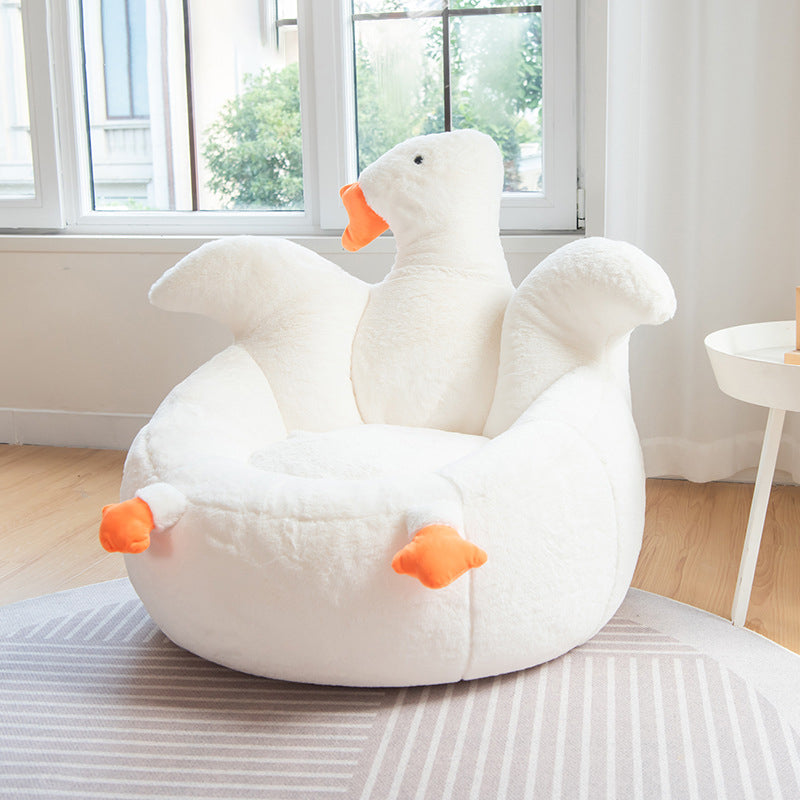 Goose-Shaped Kids Sofa with Faux Rabbit Fur, EPS/EPP Foam Backrest and Armrests – Contemporary Living Room Accent