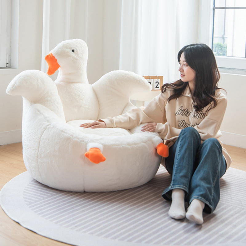 Goose-Shaped Kids Sofa with Faux Rabbit Fur, EPS/EPP Foam Backrest and Armrests – Contemporary Living Room Accent