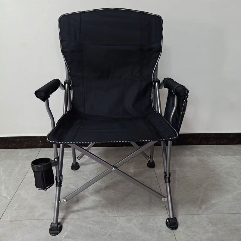 Modern Simplicity Oxford Fabric Foldable Camping Chair with Backrest and Armrests – Carbon Steel Square Frame, Ideal for Garden