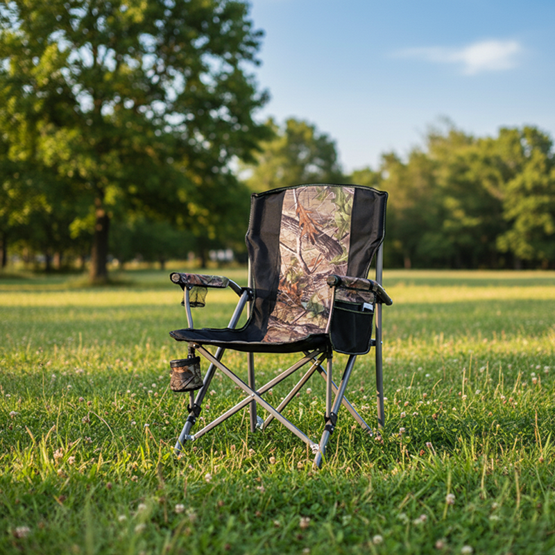 Modern Simplicity Oxford Fabric Foldable Camping Chair with Backrest and Armrests – Carbon Steel Square Frame, Ideal for Garden