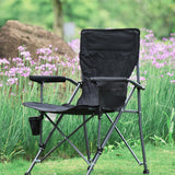Modern Simplicity Oxford Fabric Foldable Camping Chair with Backrest and Armrests – Carbon Steel Square Frame, Ideal for Garden