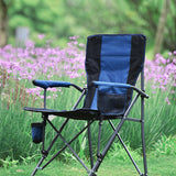 Modern Simplicity Oxford Fabric Foldable Camping Chair with Backrest and Armrests – Carbon Steel Square Frame, Ideal for Garden