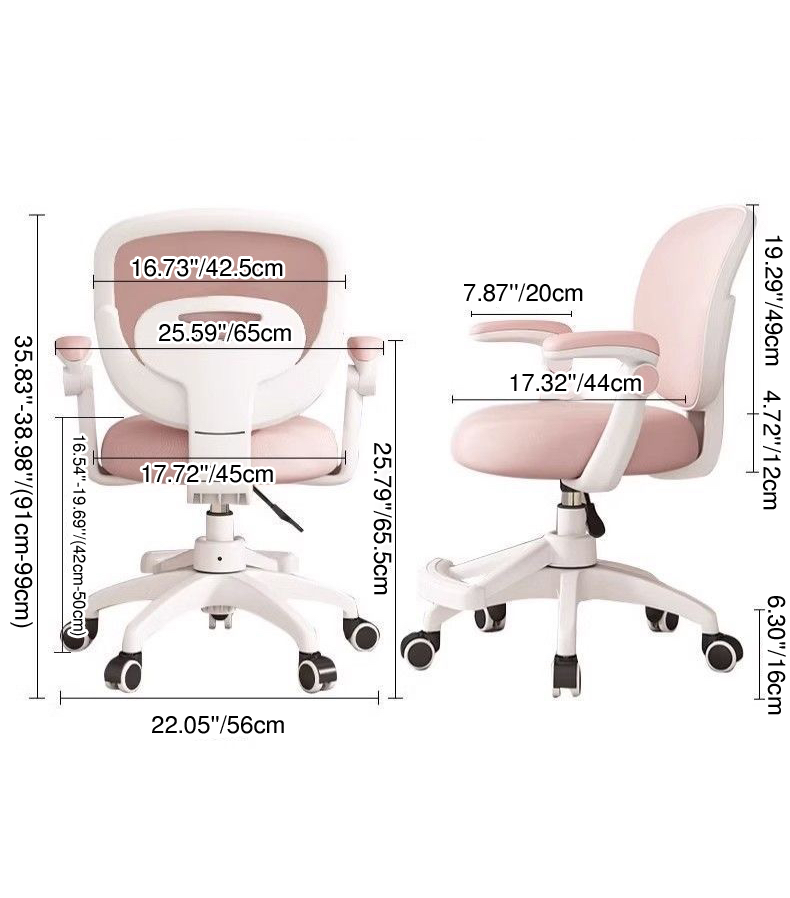 Modern Minimalist Kids Desk Chair – Height-Adjustable, Mid-Back with Backrest, Armrests & Footrest, Fabric/Nylon/Plastic & Stainless Steel for Home Office