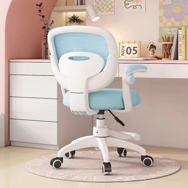 Modern Minimalist Kids Desk Chair – Height-Adjustable, Mid-Back with Backrest, Armrests & Footrest, Fabric/Nylon/Plastic & Stainless Steel for Home Office