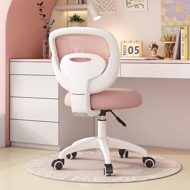 Modern Minimalist Kids Desk Chair – Height-Adjustable, Mid-Back with Backrest, Armrests & Footrest, Fabric/Nylon/Plastic & Stainless Steel for Home Office