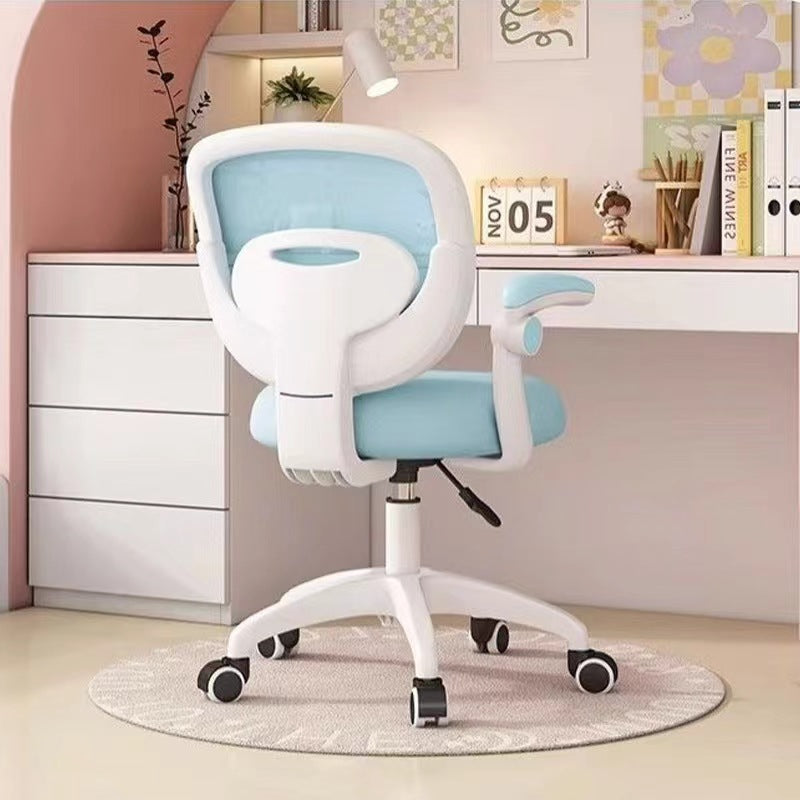 Modern Minimalist Kids Desk Chair – Height-Adjustable, Mid-Back with Backrest, Armrests & Footrest, Fabric/Nylon/Plastic & Stainless Steel for Home Office