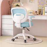 Modern Minimalist Kids Desk Chair – Height-Adjustable, Mid-Back with Backrest, Armrests & Footrest, Fabric/Nylon/Plastic & Stainless Steel for Home Office