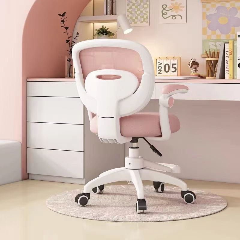 Modern Minimalist Kids Desk Chair – Height-Adjustable, Mid-Back with Backrest, Armrests & Footrest, Fabric/Nylon/Plastic & Stainless Steel for Home Office