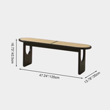 Sleek Contemporary Scandinavian Ellipse PE Rattan-Woven Rubberwood Backless and Armless Living Room Bench
