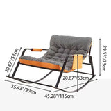 Modern Minimalist Curved Tech-Fabric Rocking Chair with Carbon Steel Frame, Backrest and Armrests for Bedroom