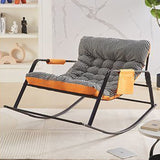 Modern Minimalist Curved Tech-Fabric Rocking Chair with Carbon Steel Frame, Backrest and Armrests for Bedroom