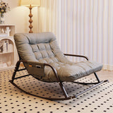 Modern Minimalist Curved Tech-Fabric Rocking Chair with Carbon Steel Frame, Backrest and Armrests for Bedroom