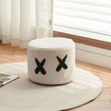 Contemporary Kids Round Lamb-Fleece Stool — Solid Wood, Multi-Layer Construction, Removable & Washable Cover, Low, Backless & Armless, Ideal for Entryways