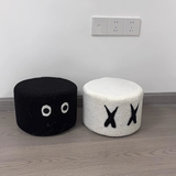 Contemporary Kids Round Lamb-Fleece Stool — Solid Wood, Multi-Layer Construction, Removable & Washable Cover, Low, Backless & Armless, Ideal for Entryways