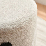 Contemporary Kids Round Lamb-Fleece Stool — Solid Wood, Multi-Layer Construction, Removable & Washable Cover, Low, Backless & Armless, Ideal for Entryways