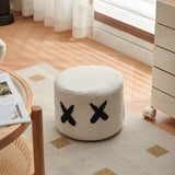 Contemporary Kids Round Lamb-Fleece Stool — Solid Wood, Multi-Layer Construction, Removable & Washable Cover, Low, Backless & Armless, Ideal for Entryways