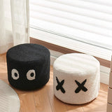 Contemporary Kids Round Lamb-Fleece Stool — Solid Wood, Multi-Layer Construction, Removable & Washable Cover, Low, Backless & Armless, Ideal for Entryways