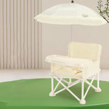 Modern Minimalist Oxford Fabric Foldable Kids High Chair with Backrest, Armrests, and Tray – Square Dining Chair for Garden & Restaurant