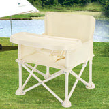 Modern Minimalist Oxford Fabric Foldable Kids High Chair with Backrest, Armrests, and Tray – Square Dining Chair for Garden & Restaurant