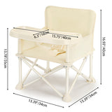 Modern Minimalist Oxford Fabric Foldable Kids High Chair with Backrest, Armrests, and Tray – Square Dining Chair for Garden & Restaurant