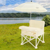 Modern Minimalist Oxford Fabric Foldable Kids High Chair with Backrest, Armrests, and Tray – Square Dining Chair for Garden & Restaurant