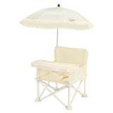 Modern Minimalist Oxford Fabric Foldable Kids High Chair with Backrest, Armrests, and Tray – Square Dining Chair for Garden & Restaurant