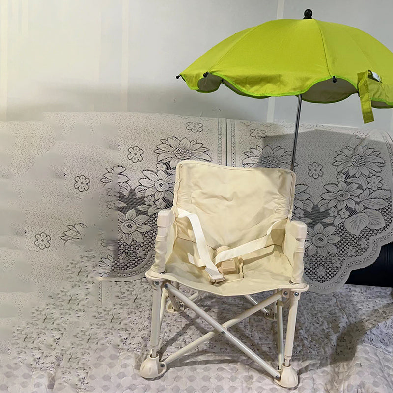 Modern Minimalist Oxford Fabric Foldable Kids High Chair with Backrest, Armrests, and Tray – Square Dining Chair for Garden & Restaurant