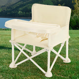 Modern Minimalist Oxford Fabric Foldable Kids High Chair with Backrest, Armrests, and Tray – Square Dining Chair for Garden & Restaurant