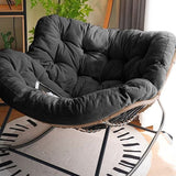 Sleek Modern Minimalist Linen & Carbon Steel Curved Rocking Chair with PE Bird-Nest Backrest and Armrests for Living Room