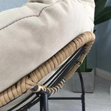 Sleek Modern Minimalist Linen & Carbon Steel Curved Rocking Chair with PE Bird-Nest Backrest and Armrests for Living Room