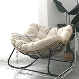 Sleek Modern Minimalist Linen & Carbon Steel Curved Rocking Chair with PE Bird-Nest Backrest and Armrests for Living Room