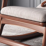 Sleek Oak & Linen Ergonomic Rocking Chair with Armrests - Modern Minimalist Design for Living Room & Bedroom
