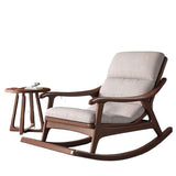 Sleek Oak & Linen Ergonomic Rocking Chair with Armrests - Modern Minimalist Design for Living Room & Bedroom