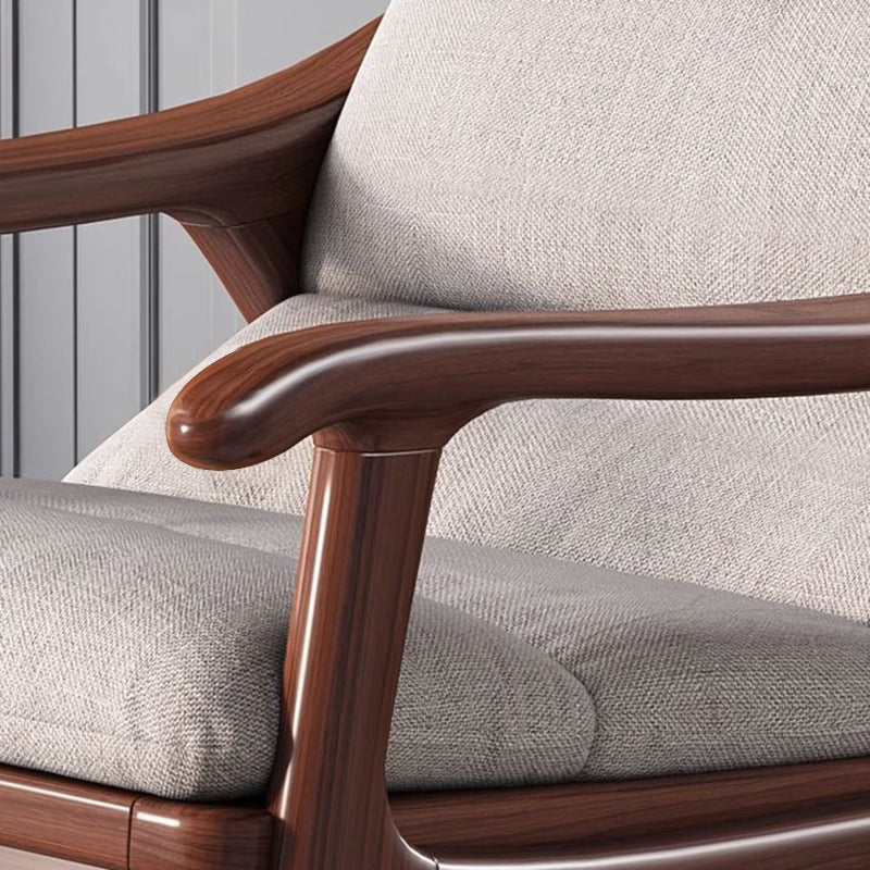 Sleek Oak & Linen Ergonomic Rocking Chair with Armrests - Modern Minimalist Design for Living Room & Bedroom