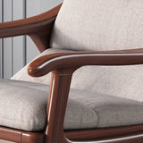 Sleek Oak & Linen Ergonomic Rocking Chair with Armrests - Modern Minimalist Design for Living Room & Bedroom