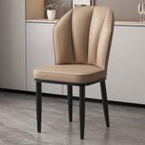 Modern Minimalist Square Metal Nappa Leather Dining Chair Backrest Armless for Dining Room & Kitchen