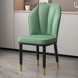 Modern Minimalist Square Metal Nappa Leather Dining Chair Backrest Armless for Dining Room & Kitchen