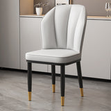 Modern Minimalist Square Metal Nappa Leather Dining Chair Backrest Armless for Dining Room & Kitchen