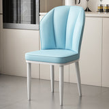 Modern Minimalist Square Metal Nappa Leather Dining Chair Backrest Armless for Dining Room & Kitchen