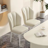 Modern Minimalist Square Metal Nappa Leather Dining Chair Backrest Armless for Dining Room & Kitchen