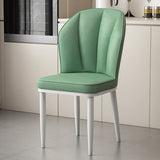 Modern Minimalist Square Metal Nappa Leather Dining Chair Backrest Armless for Dining Room & Kitchen