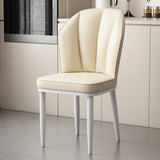 Modern Minimalist Square Metal Nappa Leather Dining Chair Backrest Armless for Dining Room & Kitchen